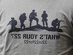 印有5名士兵的t恤上的图案和文字“What's Your 22”? 22in22for22